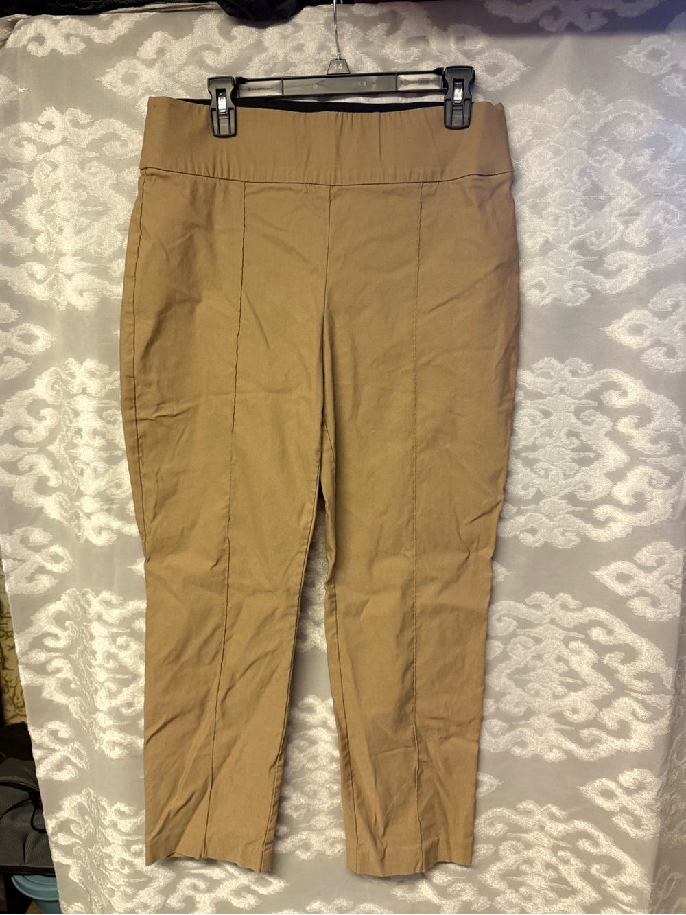 Stretch High-Waist Cropped Pants in Camel